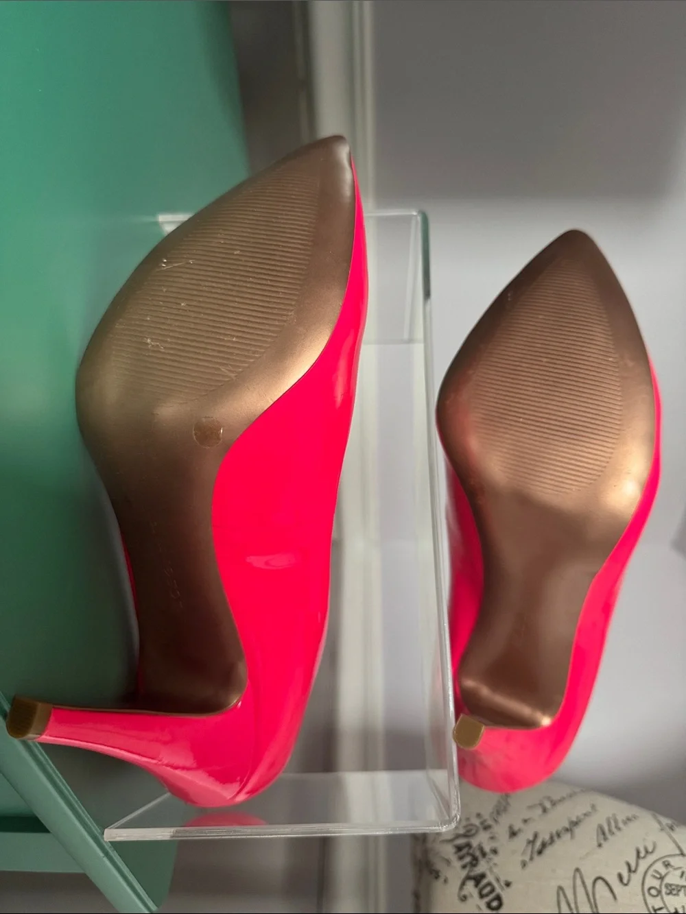 BCBGeneration Cielo - Patent Pointed-Toe Pumps in Neon Pink- Size: 9.5